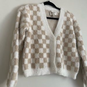 Checkered fuzzy sweater